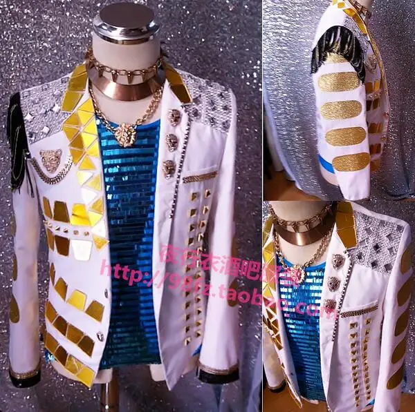 

HOT Korean new personalized concert stage costumes nightclubs Dj bars male singers suit mens Fashion mirror surface tide jacket