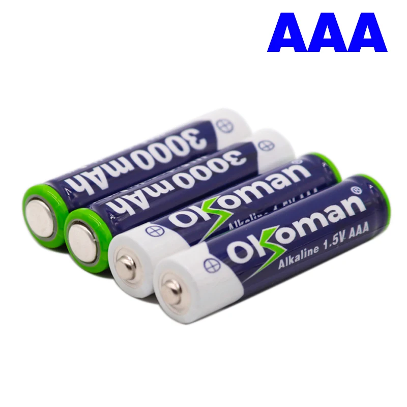 Okoman 1 5 V AAA 3000mAh Щелочная аккумуляторная батарея + 3800 mAh AA щелочная для светодиодная