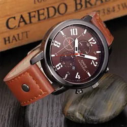 Мода 2018 г. Элитный бренд Мужские часы с кожаным ремешком безупречное качество милитари, Спортивные кварцевые наручные часы Relogio Masculino