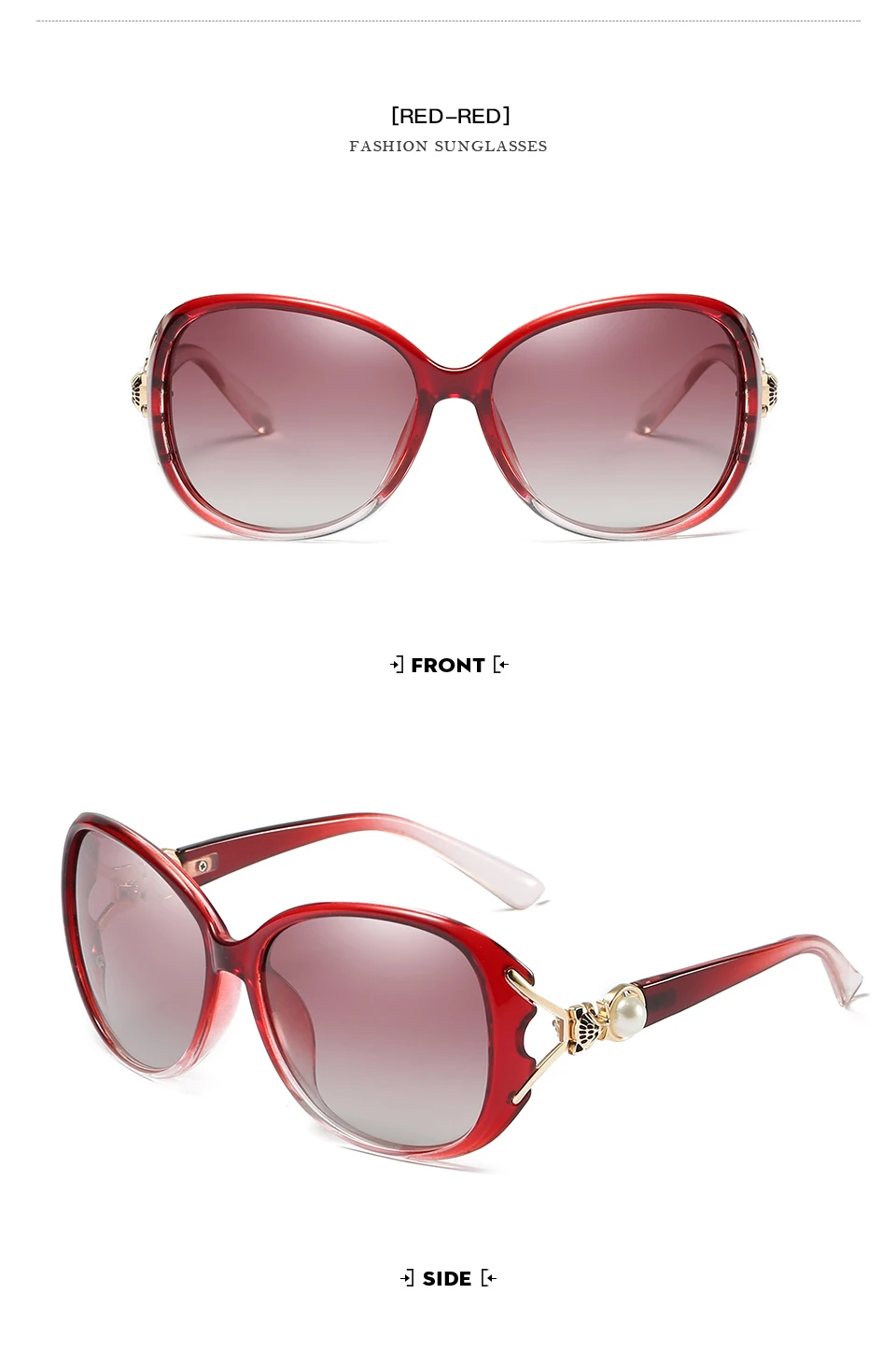Женские поляризационные солнцезащитные очки с лисьим жемчугом без оправы градиентный бант TAC линзы негабаритные пластиковые солнцезащитные очки для девочек S406