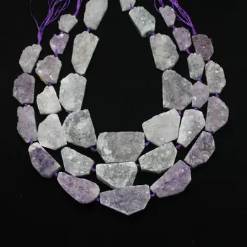 

Raw Natural Druzy Geode Beads Strand,Large Size Freeform Slab Slice Ame thyst Purple Quartz Charms Pendant Jewelry,High Quality