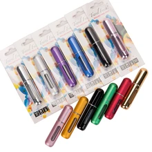 10pcs 5ml Refillable Mini Perfume Spray Bottle with Blister Card Aluminum Spray Atomizer Perfume Bottle with Package Box Travel