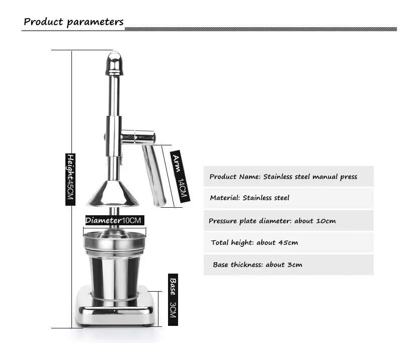 JIQI ручной лимоновыжималка промышленная для фруктов и овощей Апельсиновый Лимонный сок медленное прессование экстрактор