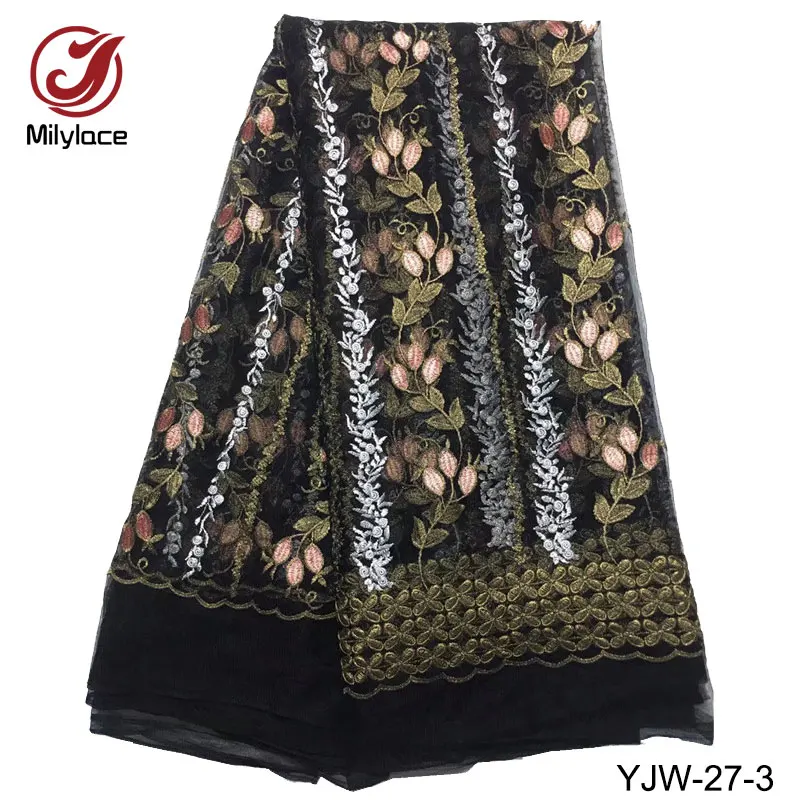 Embroidery dubai lace fabric african lace with flowers patterns 5 yards