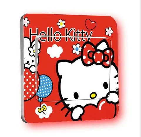 2 шт. список мультфильм hello kitty переключатель гнездо наклейки, украшенные сладкий дом Детская комната переключатель декоративные наклейки - Цвет: Черный