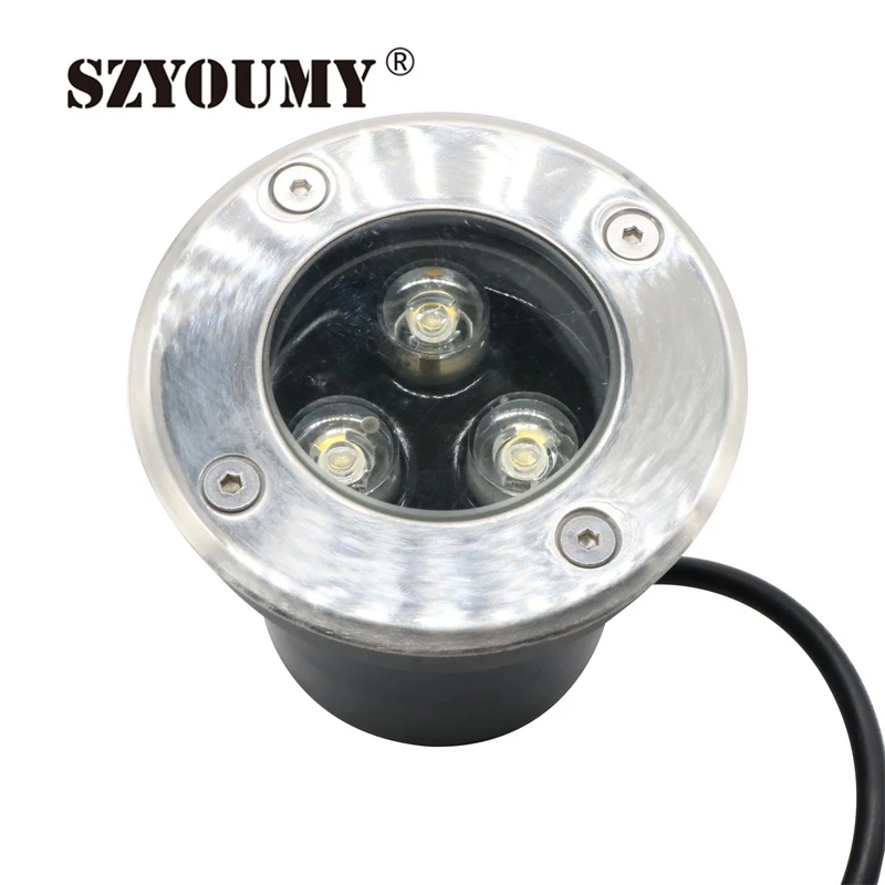 

SZYOUMY 9W DC12V IP67 White 3 x 3W LED Inground Light RGB Underground Light Color Changing Outdoor Buried LED Uplight