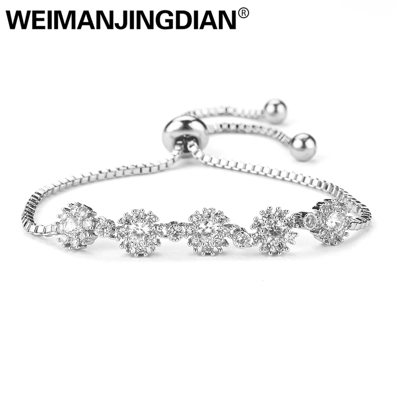 

Adjustable All Fitted Size Snowflake Design Cubic Zirconia Crystal CZ Zircon Bracelets for Lady or Girls in 3 Assorted Colors