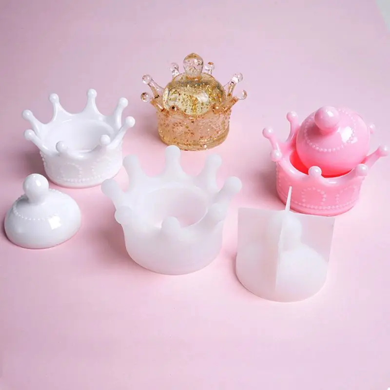 

DIY Cute Crown Jewelry Storage Box Epoxy Resin Casting Silicone Mold Craft Tools