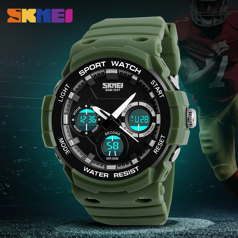 

SKMEI Men Fashion Sports Watch Outdoor Timing Military Watch Fashion 50 Meter Waterproof 12/24 Hour Wristwatch Relogio Meminino