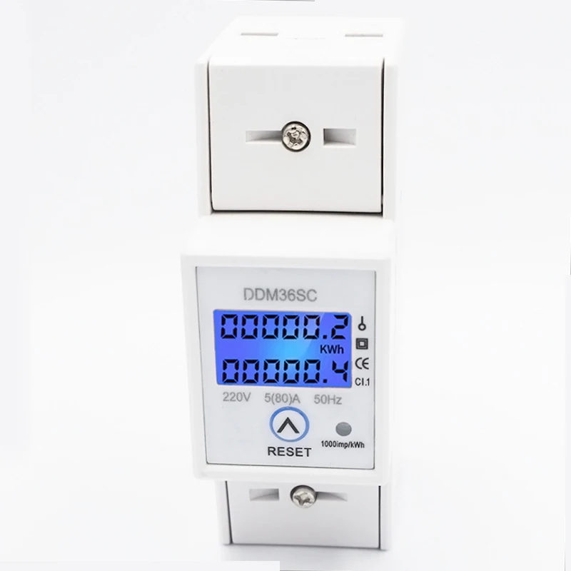 

Single Phase Two Wire Wattmeter With Reset Function Energy Meter AC220V/230V 50Hz/60Hz Power Meter Din Rail KWh Meter Watt Meter