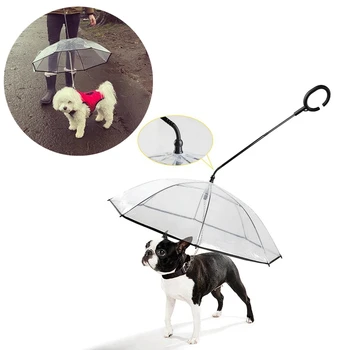 

Creative Pet Dog Umbrella Outdoor Adjustable Transparent Umbrella with Handle Leash Rainy Day Traction Rope Pet Walking Supplies