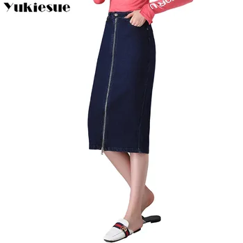 

high waist Women's skirt skirts woman fashion 2019 womens high waist zipper denim jeans jupe femme mini skirt maxi pencil skirt
