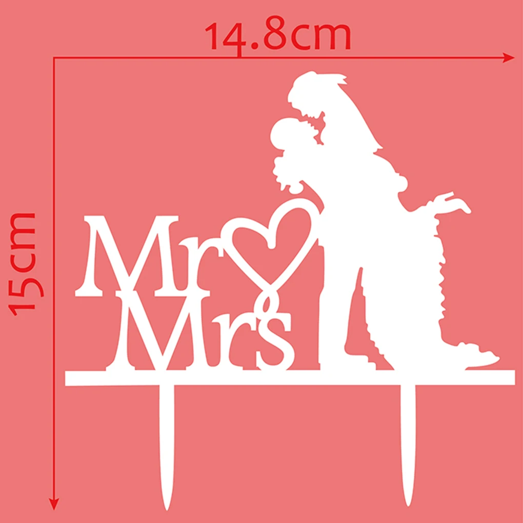 2019 акриловый Mr Mrs Sign Жених сердце силуэт свадебный торт Topper украшение|Товары для
