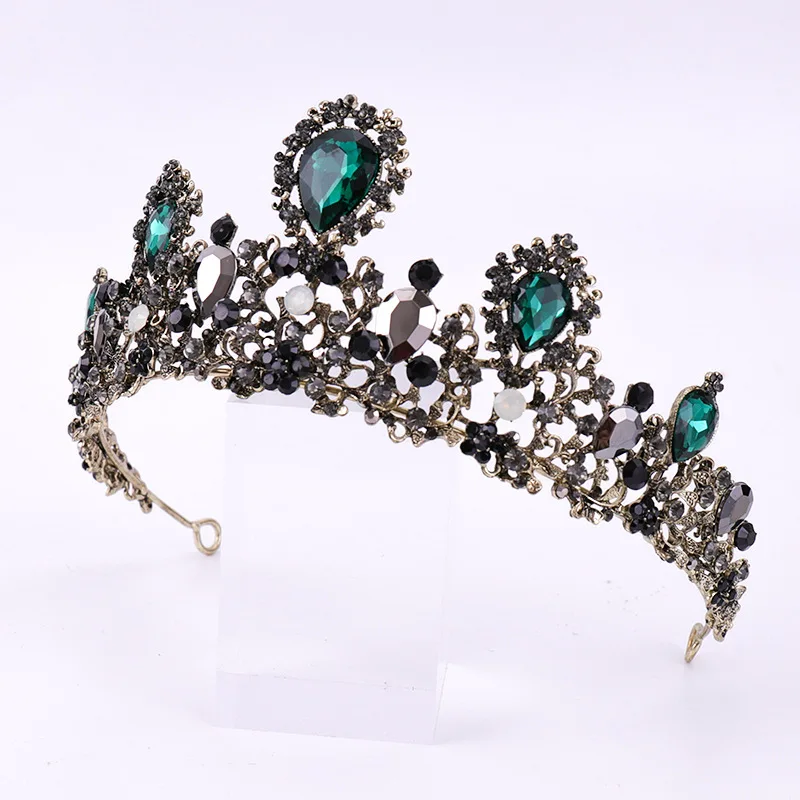 

dark green crystal bridal headwear Baroque crown hoop wedding headwear wholesale