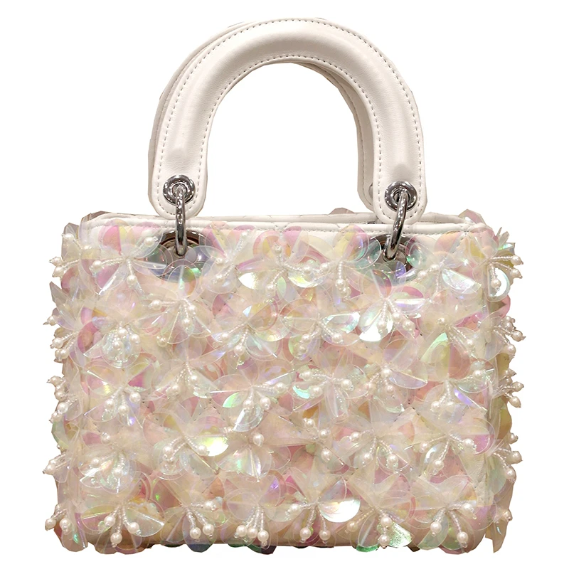 

Women's Designer Luxury Handbag 2019 New Quality PU Leather Elegant Lady Tote bag Shining Flower Shoulder Messenger bag Banquet