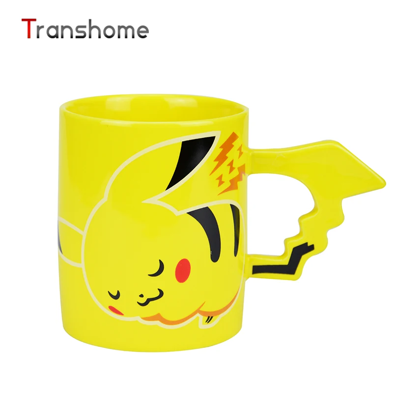 Transhome Creative Pokemon Pikachu Ceramic Coffee Mug Cute Cartoon Travel Tea Water Bottle For Adult Kids