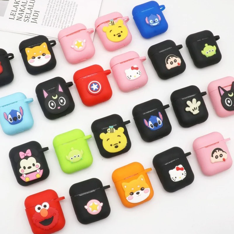 

Cute Cartoon Bluetooth Wireless Earphone Case For Apple AirPods Silicone Charging Headphones Case for Air pods Protective Cover