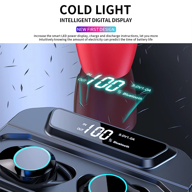 G02 TWS 5.0 Bluetooth 3D Stereo Earphone Wireless Earphones IPX7 Waterproof Earphones 3300mAh LED Smart Power Bank Phone Holder