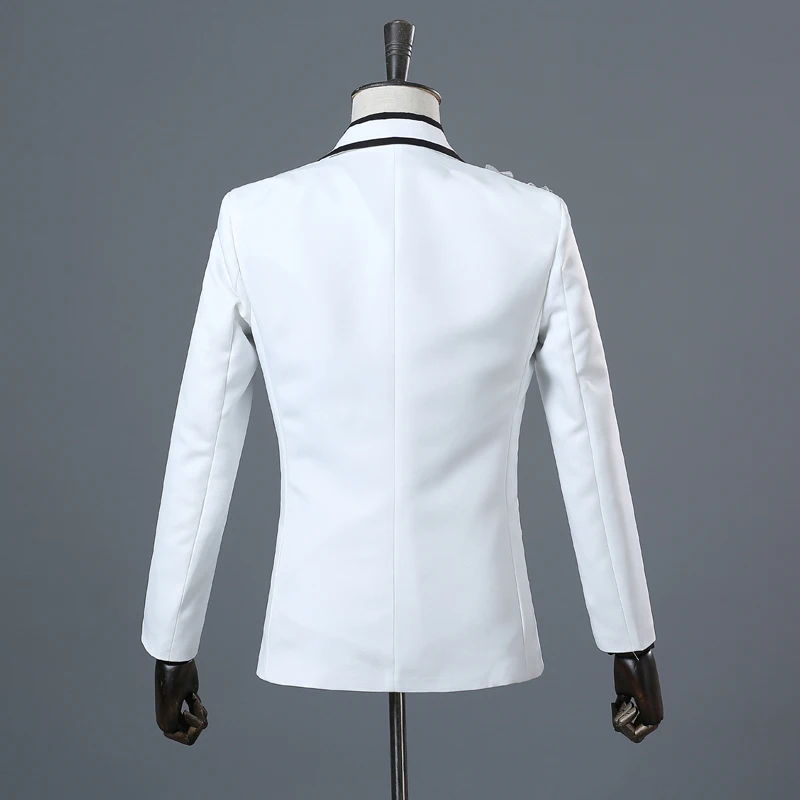 Мода вышивка блёстки цветочный костюм Блейзер для мужчин одна кнопка белый 2 шт.(куртка+ брюки вечерние девочек) партии этап певица одежда