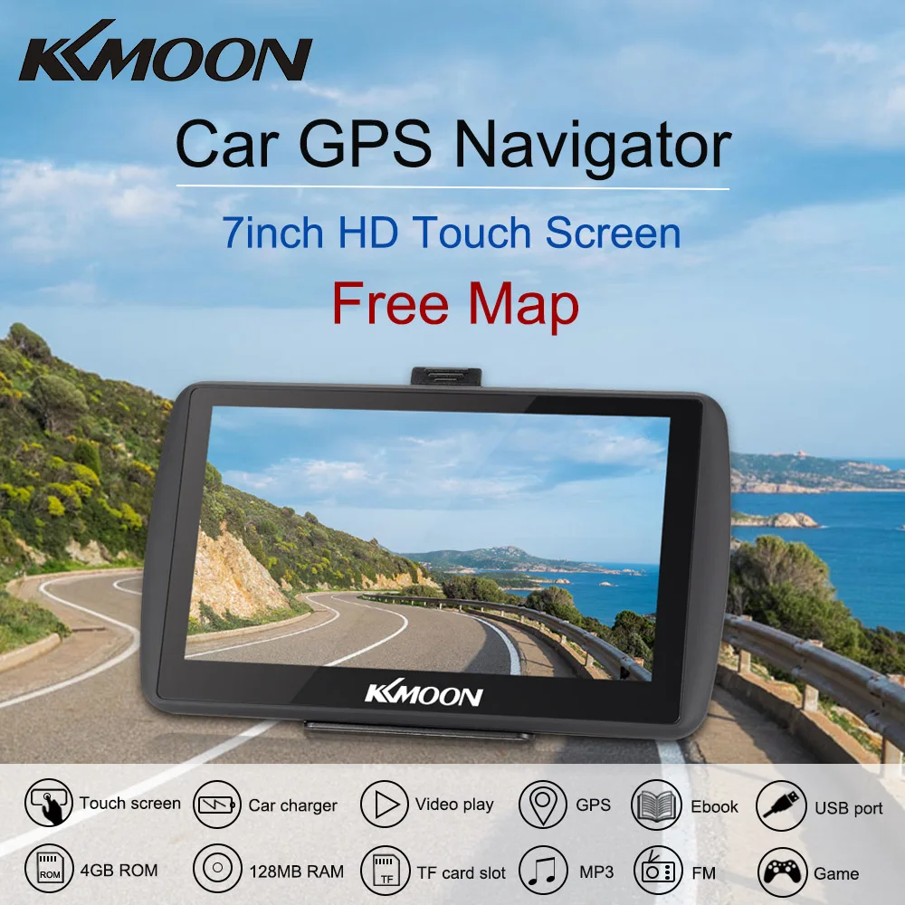 

7inch HD Touch Screen Car Portable GPS Navigator 128MB 4GB MP3 Video Player Car Entertainment System with Free Map FM Ebook Game