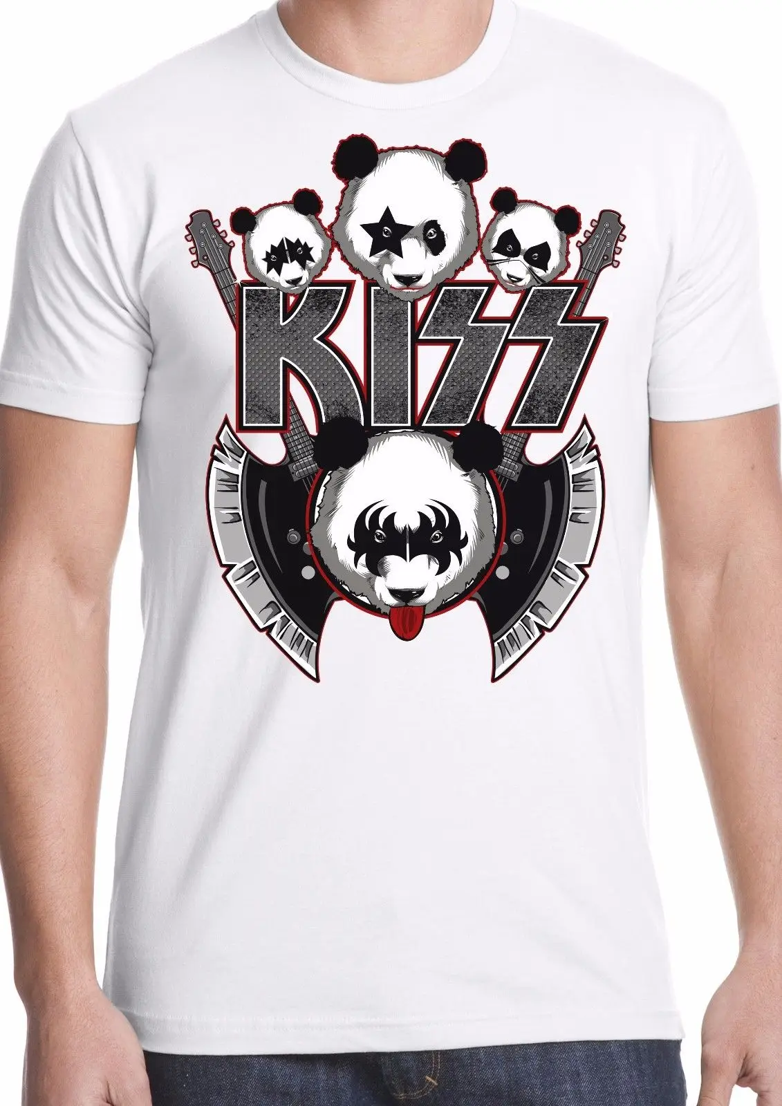 Поцелуй футболка панда rock and roll Металл Гитары Симмонс звезда человек tee-ман