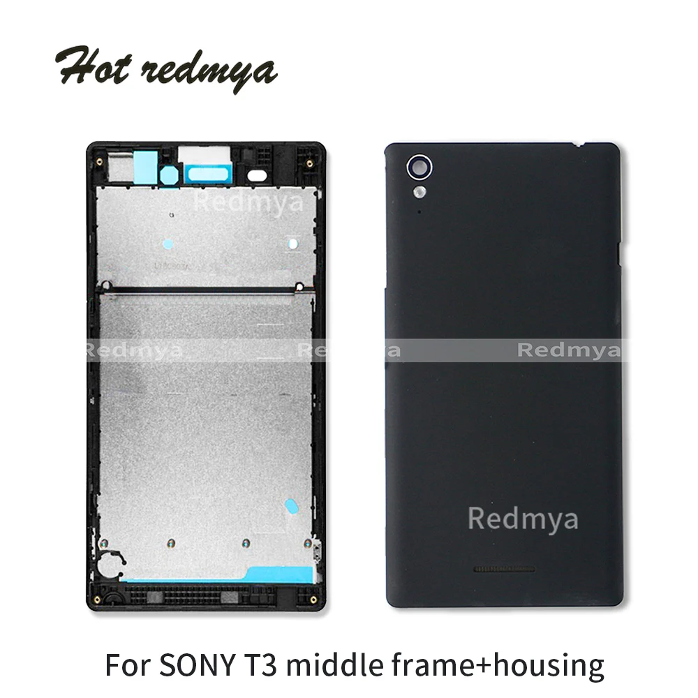 

1Pcs Middle Frame For SONY T3 D5102 D5103 D5106 LCD Supporting Middle Faceplate Frame Bezel Plate +Battery Back Cover Housing