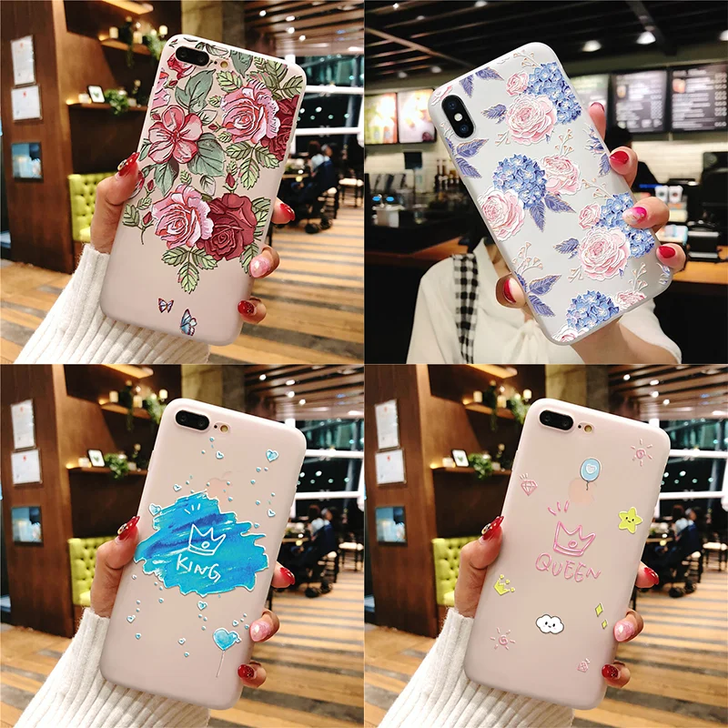 

3D King Queen Emboss Case For Huawei P30 P8 P9 P10 P20 Mate 10 20 Pro Lite Mini 2017 P Smart Plus 2019 For Huawei P30 Lite Cover