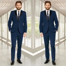 Мода Terno Masculino 3 шт.(куртка брюки галстук жилет) Новое поступление 2 пуговицы тупым отворотом последние пальто брюки высокое качество мужской костюм