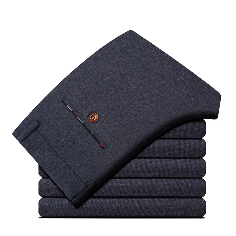 

Jbersee Autumn Winter Casual Men Pants Cotton Slim Straight Trousers Fashion Business Pants Men Plus Size Men's Winter Trousers