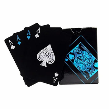 

Waterproof Plastic Playing Cards Set Trend 54pcs Deck Poker Classic Magic Tricks Tool Pure Color Black Poker Playing Cards Table