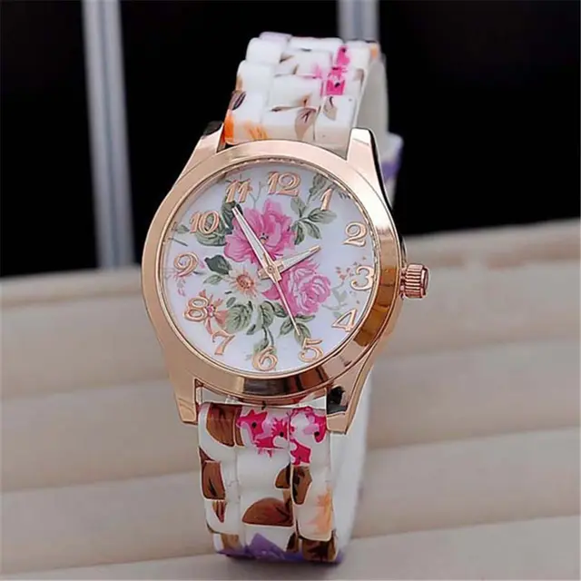 2018 Top Brand Luxury Watches Women Reloj Rose Flower Print Silicone Floral Jell 2018 Top Brand Luxury Watches Women Reloj Rose Flower Print Silicone Floral Jell