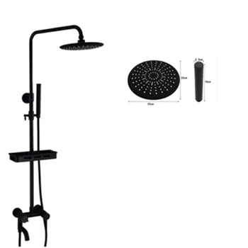 

Exposed Wall Mounted Brass black shower Faucet System Rain Shower Set