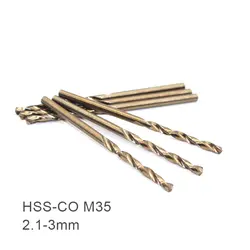 10 шт Бесплатная доставка 2,1 2,2 2,3 2,4 2,5 2,6 3,0 мм HSS-CO M35 кобальтовая сталь прямо хвоствик биты для Нержавеющая сталь