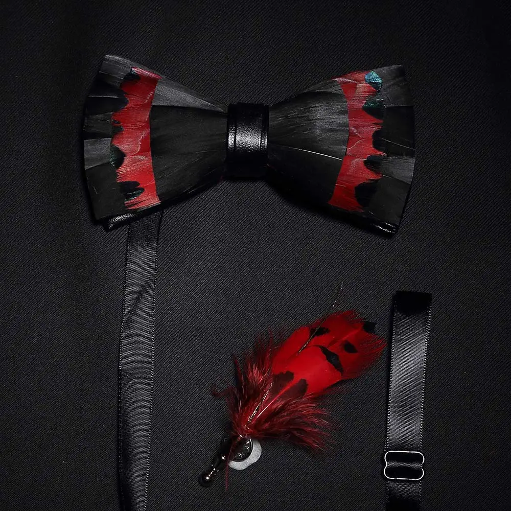 JEMYGINS оригинальная однотонная перьевая брошь для галстука-бабочки, набор для мужчин, свадебный подарок, модный кожаный галстук-бабочка ручной работы, s булавка, подарочная коробка - Цвет: Y502