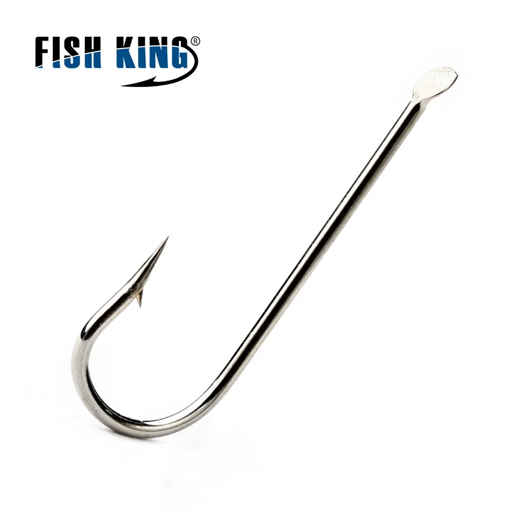 FISH KING 100 шт./лот рыболовный крючок из высокоуглеродистой стали 1799N 1#-10# длинный плоский круглый плоский острый Рыболовный Снасть