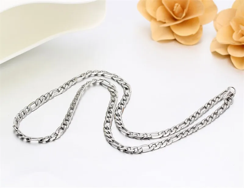 304L Stainless Steel Carve Figaro Chain Long Necklace Men Jewelry Wholesale Link Chain Men Necklace 50cm 60cm 70c Collares Kolye