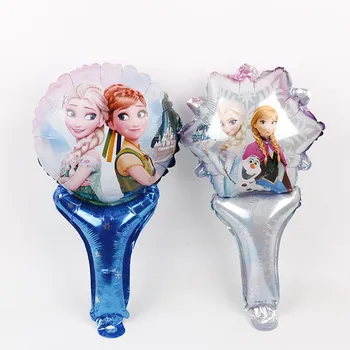 

Elsa Anna hand foil balloons 20pcs Snow Princess stick ballons happy birthday party decorations kids gifts globos