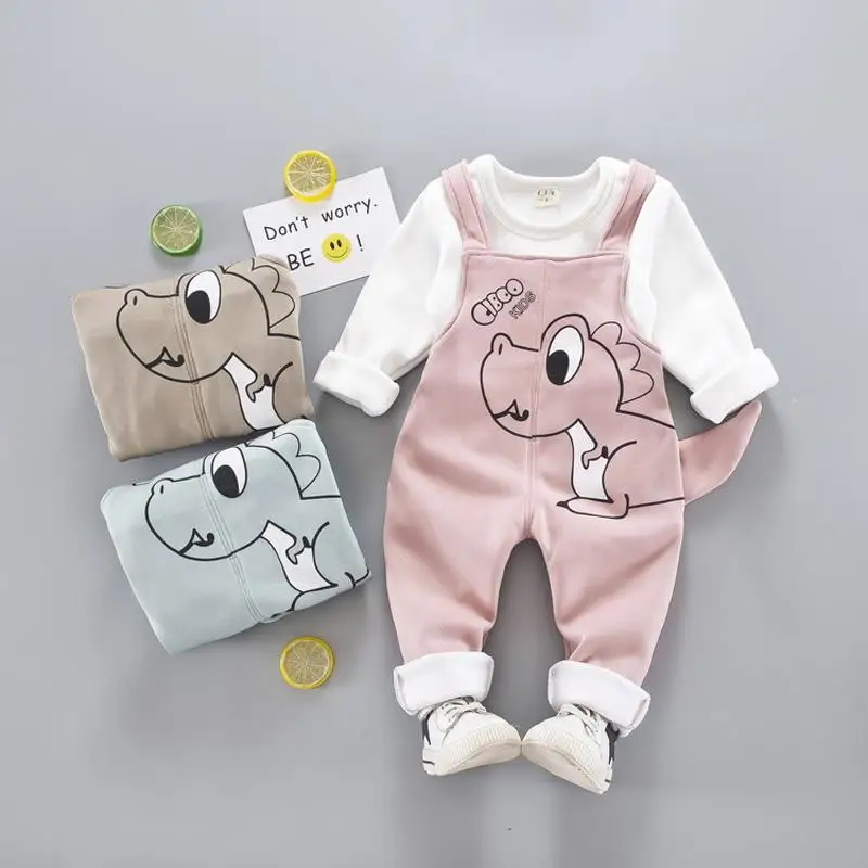 Children Clothes 2018 New Baby Kids Clothing Set Long Sleeve Shirts + Overalls 2pcs Suits for Boys Girls | Детская одежда и обувь