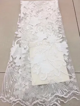

African lace fabric French lace lace high quality African lace fabric, French 3D hand-embroidered sequined wedding dress.YZ0010