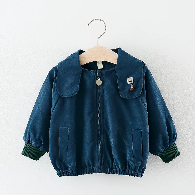 

Spring Corduroy Kids Overall Knitted Cuff Zipper Casual Girls Coat Autumn Children's Clothes Toddler Girl Outerwear