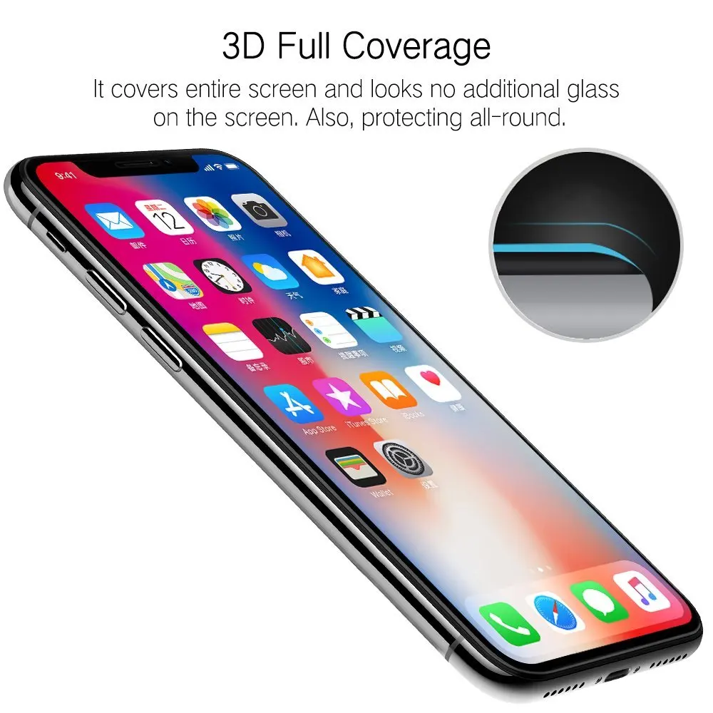 for Apple iPhone X 3D Tempered Glass Film Screen Protector