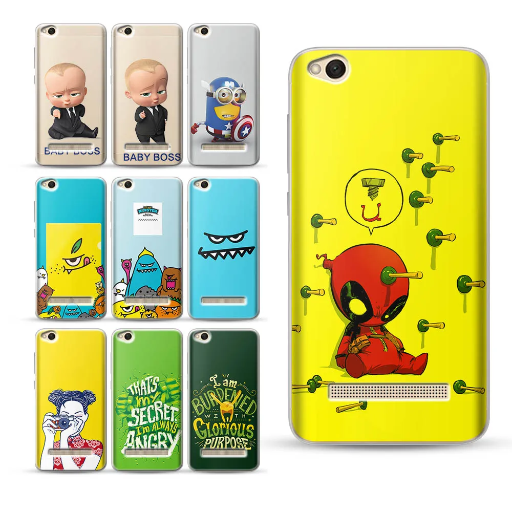 

Deadpool freak Case for XiaoMi Redmi Note 5 case 5A 5 for Redmi 4X 5 Note 4 5A Baby boss case for Xiaomi Mi A1 Mi 5X Mi6 MI 8