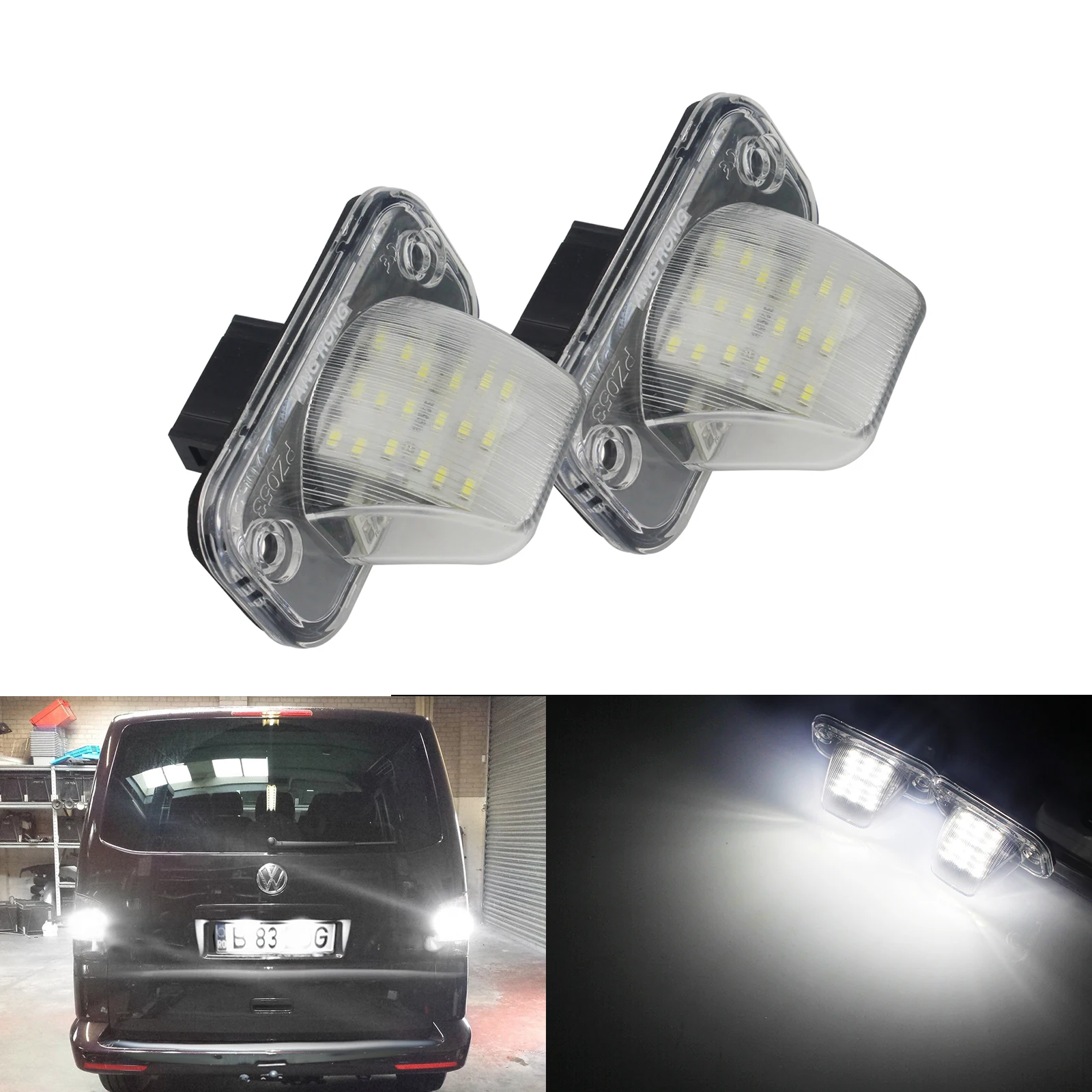 ANGRONG 2x Светодиодный светильник номерного знака для VW Transporter T4 Multivan Caravelle