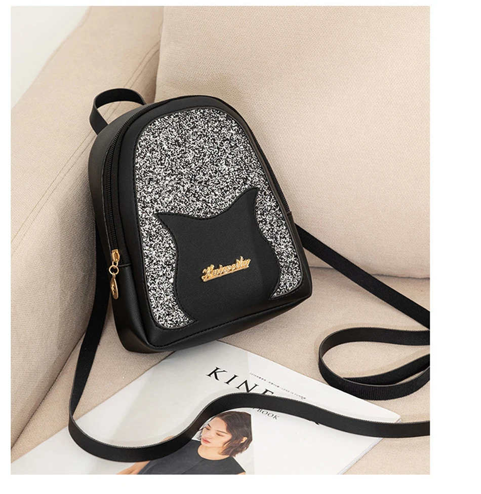 Маленький рюкзак для девочек, брендовая модная сумка через плечо с блестящими пайетками, Женская многофункциональная мини-сумка для девочек-подростков