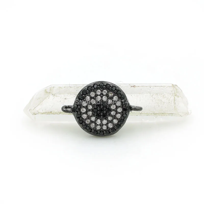 16*11*2 мм Micro Pave Clear& Black круглые, с цирконом Шарм Разъем Fit для мужчин и женщин решений браслеты ювелирные изделия