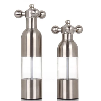 

1PC Stainless Steel Tap Grinder Manual Salt Pepper Mill Spice Sauce Grinder Silver Mill Tap Mills Home Use KC1504