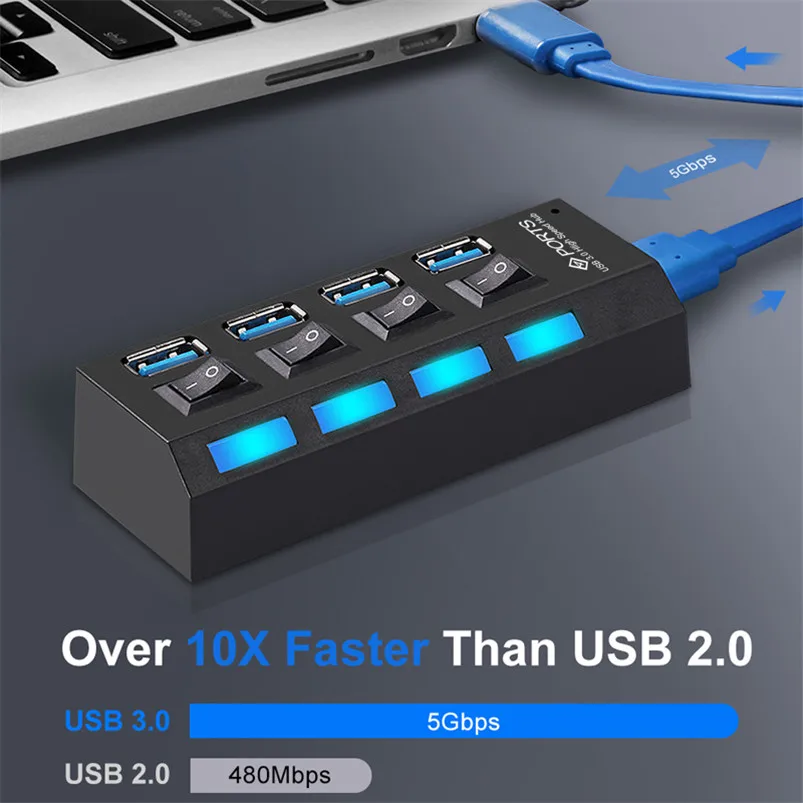 Usb-хаб USB разветвитель несколько USB C концентратор 3,0 Micro 4/7 порт Hab разветвители с адаптером питания 5 Гбит/с высокоскоростной type c концентратор для ПК