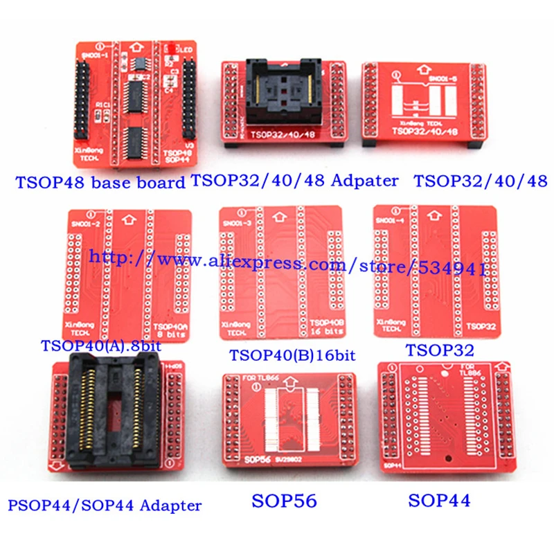 9 шт. TSOP32 TSOP40 TSOP48 SOP44 SOP56 гнезда адаптеров из XGecu TL866II плюс MiniPro TL866CS/универсальный программатор