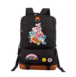 Аниме удивительный мир Gumball рюкзак подростков студент bookbag Рюкзак Сумка через плечо путешествия чехол для ноутбука для путешествий сумка