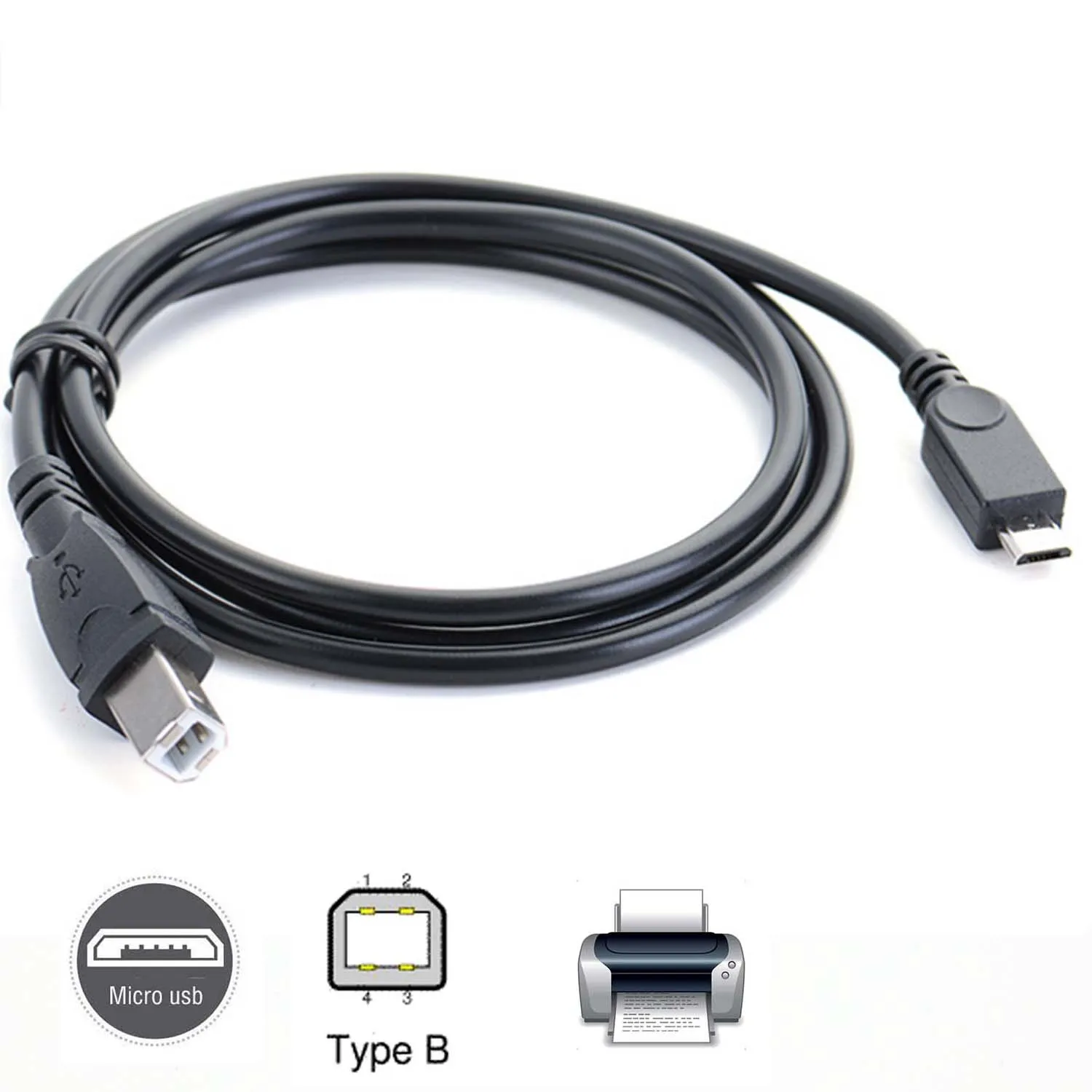 Кабель micro usb Male к USB 2 0 B Data OTG шнур телефон принтер сканер поддержка смартфона